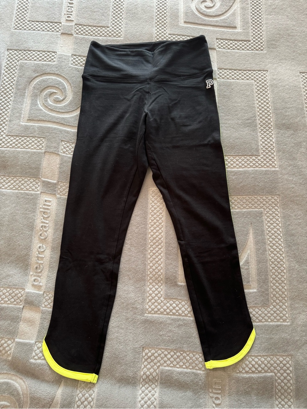 PINK Victoria's Secret Black Athletic Capri Leggings with Neon Trim
